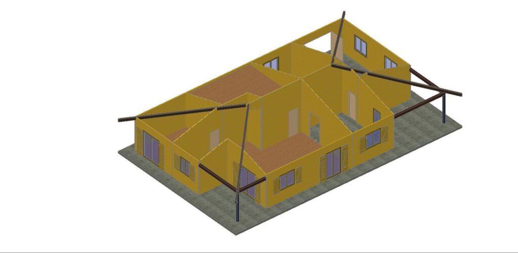 Pianta architettonica della casa Blockhouse 200mq