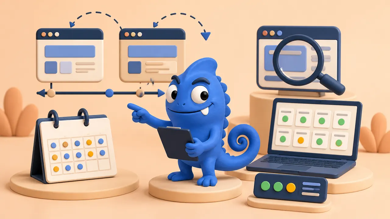 Aggiornamenti Chrome ogni due settimane: camaleonte blu che testa un sito