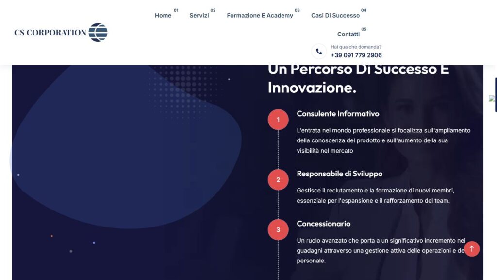 Sezione Academy e sviluppo di carriera del sito CSCorporation