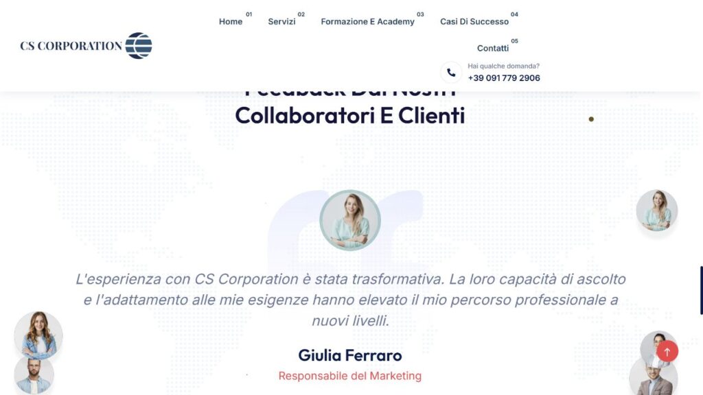 Sezione casi di successo e testimonianze del sito CSCorporation