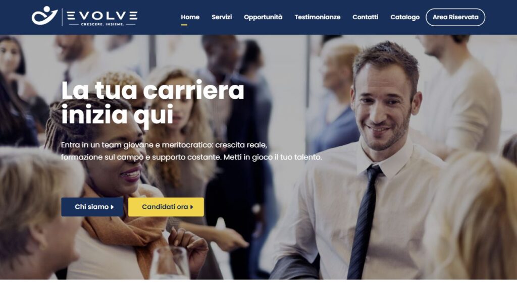 Homepage del sito Evolve Italia