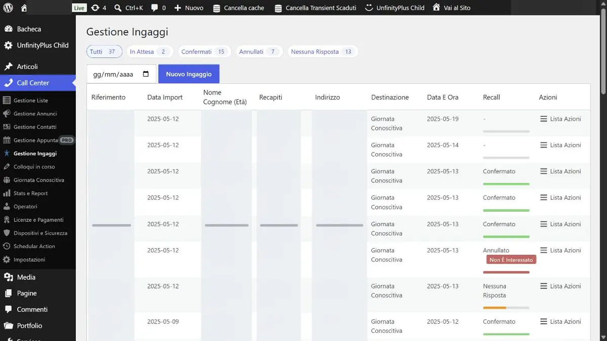 Gestione ingaggi e giornate conoscitive nel CRM