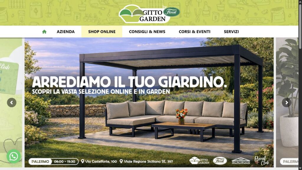 Homepage del sito GittoGarden