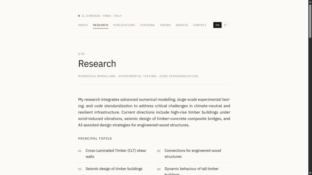 Sezione Research del sito Giuseppe D'Arenzo