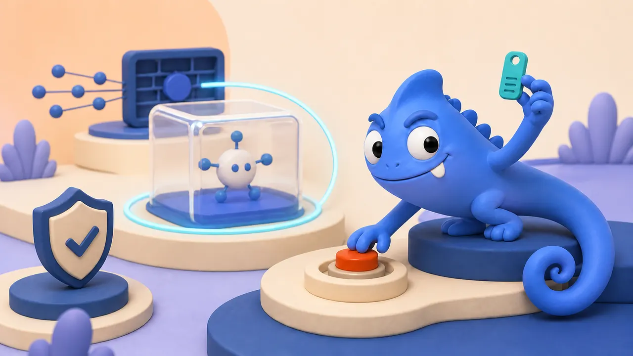 Sicurezza degli agenti AI: camaleonte indaco protegge una sandbox digitale