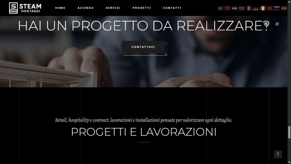 Call to action e area contatti del sito Steam Montaggi