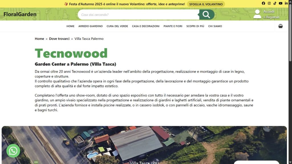 Pagina del punto vendita Tecnowood a Villa Tasca, Palermo