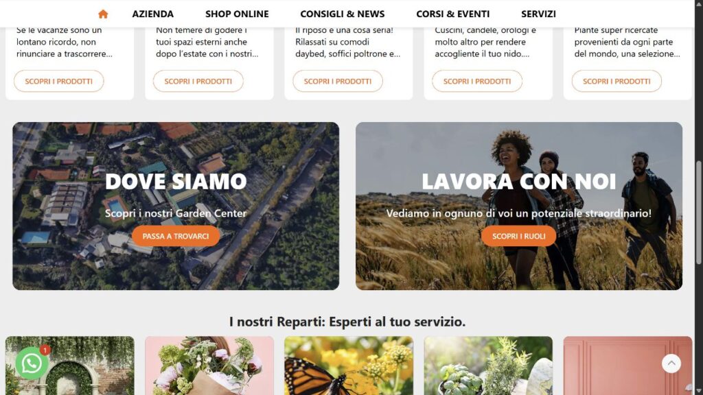 Sezioni punti vendita e lavora con noi del sito Tecnowood