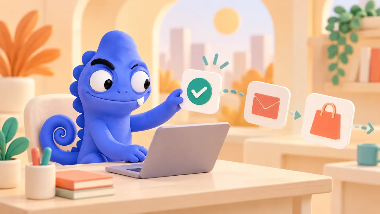 Camaleonte blu originale che approva un passaggio prima di un’email e un acquisto
